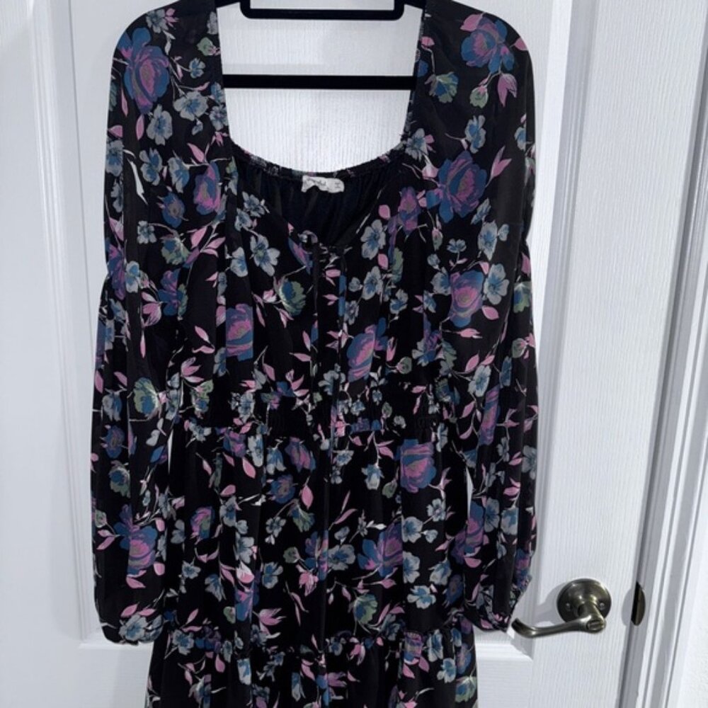 Spoiled Black Dress with Pink and Blue Floral Design